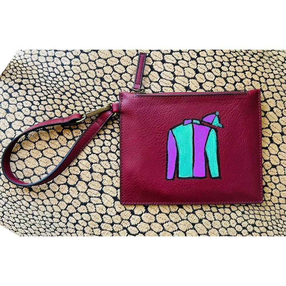 Exceptional hand painted wristlet clutch